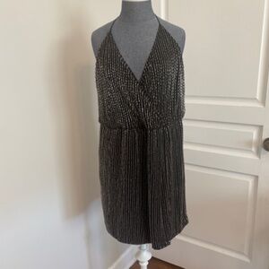 Parker black silver beaded cocktail dress